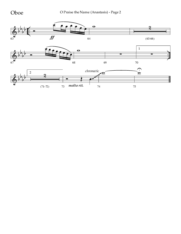 O Praise The Name (Anastasis) (Choral Anthem SATB) Oboe (Lifeway Choral / Arr. Dave Williamson)