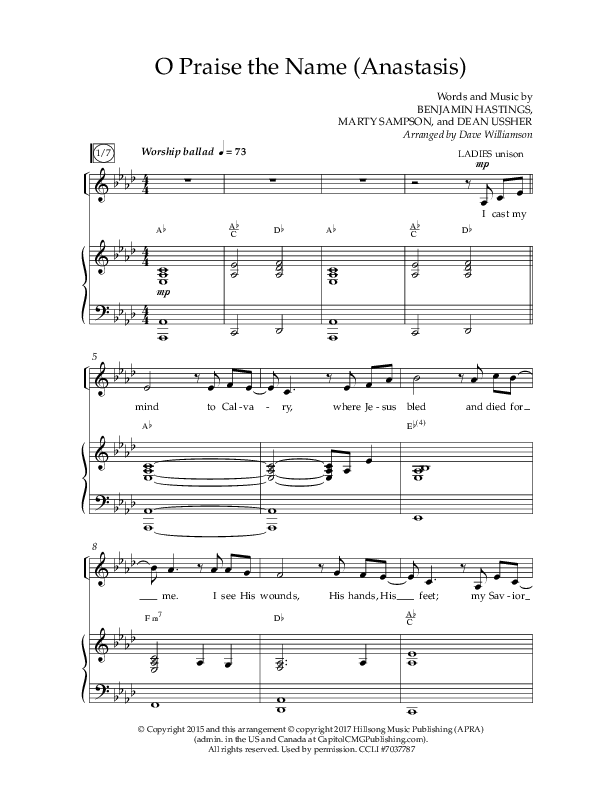 O Praise The Name (Anastasis) (Choral Anthem SATB) Anthem (SATB/Piano) (Lifeway Choral / Arr. Dave Williamson)