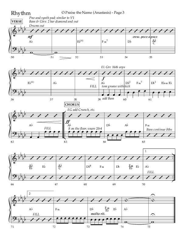 O Praise The Name (Anastasis) (Choral Anthem SATB) Rhythm Chart (Lifeway Choral / Arr. Dave Williamson)