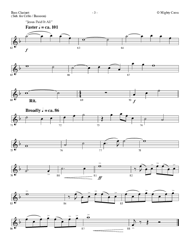 O Mighty Cross (Choral Anthem SATB) Bass Clarinet (Lifeway Choral / Arr. Dennis Allen)