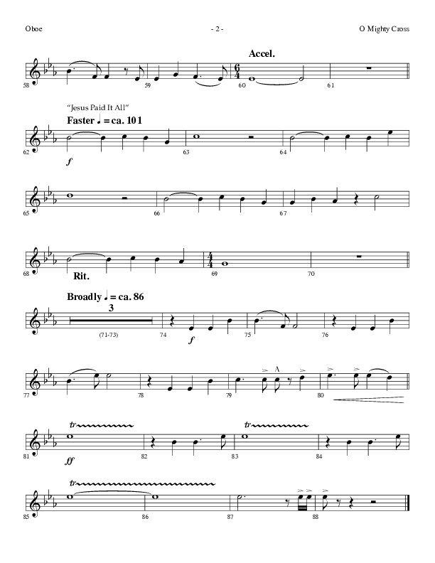 O Mighty Cross (Choral Anthem SATB) Oboe (Lifeway Choral / Arr. Dennis Allen)