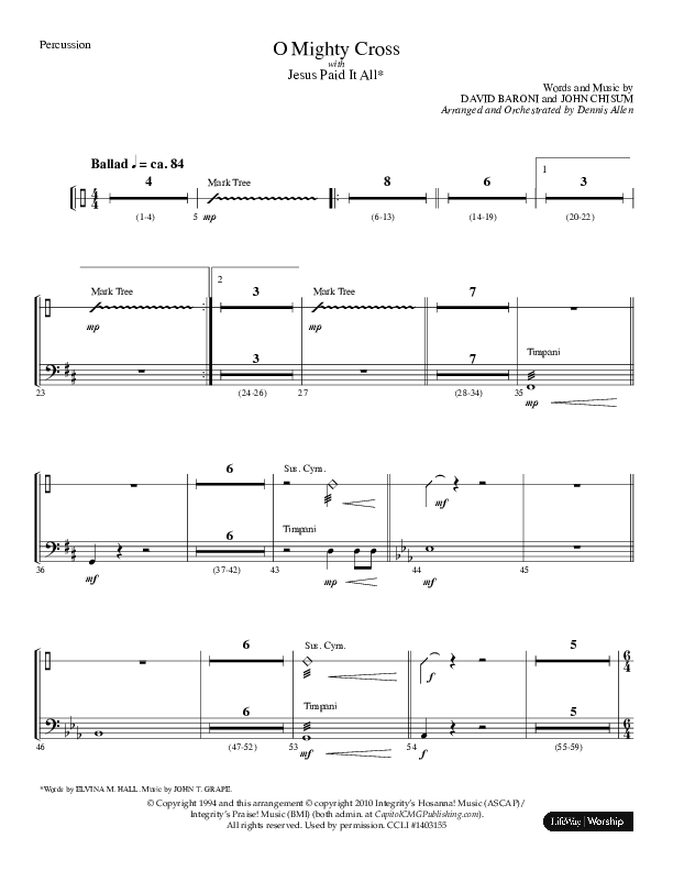 O Mighty Cross (Choral Anthem SATB) Percussion (Lifeway Choral / Arr. Dennis Allen)