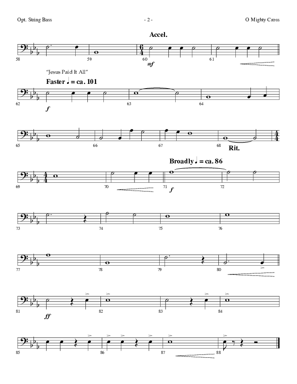 O Mighty Cross (Choral Anthem SATB) String Bass (Lifeway Choral / Arr. Dennis Allen)