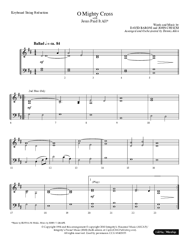 O Mighty Cross (Choral Anthem SATB) String Reduction (Lifeway Choral / Arr. Dennis Allen)