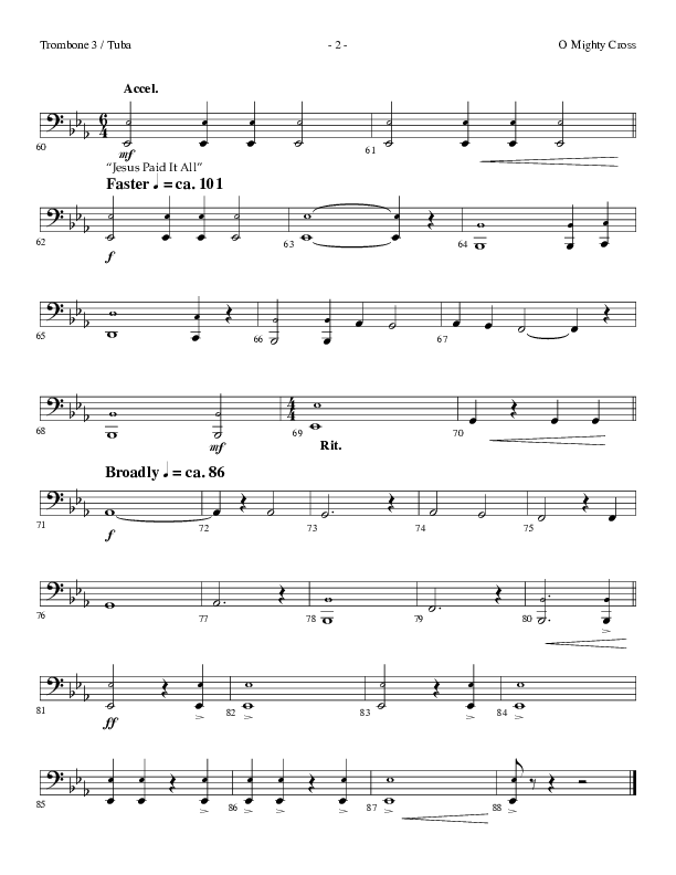 O Mighty Cross (Choral Anthem SATB) Trombone 3/Tuba (Lifeway Choral / Arr. Dennis Allen)