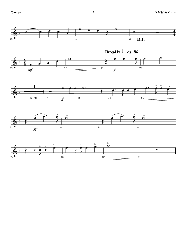 O Mighty Cross (Choral Anthem SATB) Trumpet 1 (Lifeway Choral / Arr. Dennis Allen)