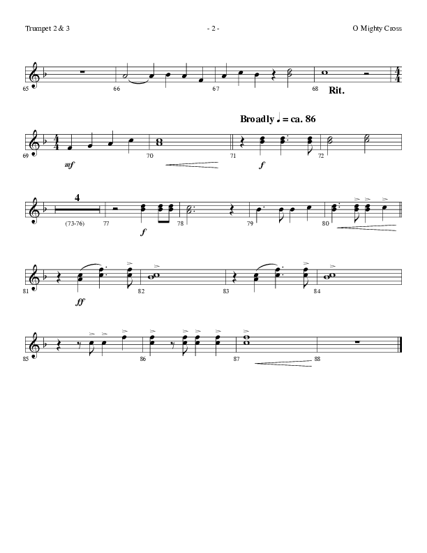 O Mighty Cross (Choral Anthem SATB) Trumpet 2/3 (Lifeway Choral / Arr. Dennis Allen)