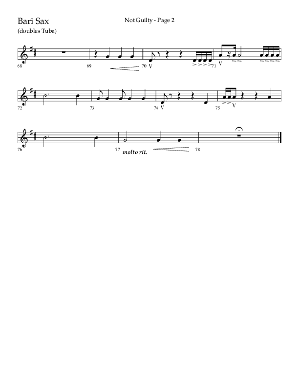 Not Guilty (Choral Anthem SATB) Bari Sax (Lifeway Choral / Arr. Travis Cottrell)
