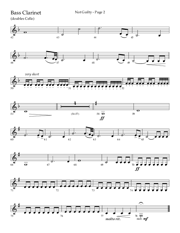 Not Guilty (Choral Anthem SATB) Bass Clarinet (Lifeway Choral / Arr. Travis Cottrell)