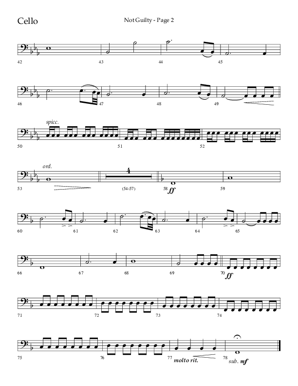 Not Guilty (Choral Anthem SATB) Cello (Lifeway Choral / Arr. Travis Cottrell)