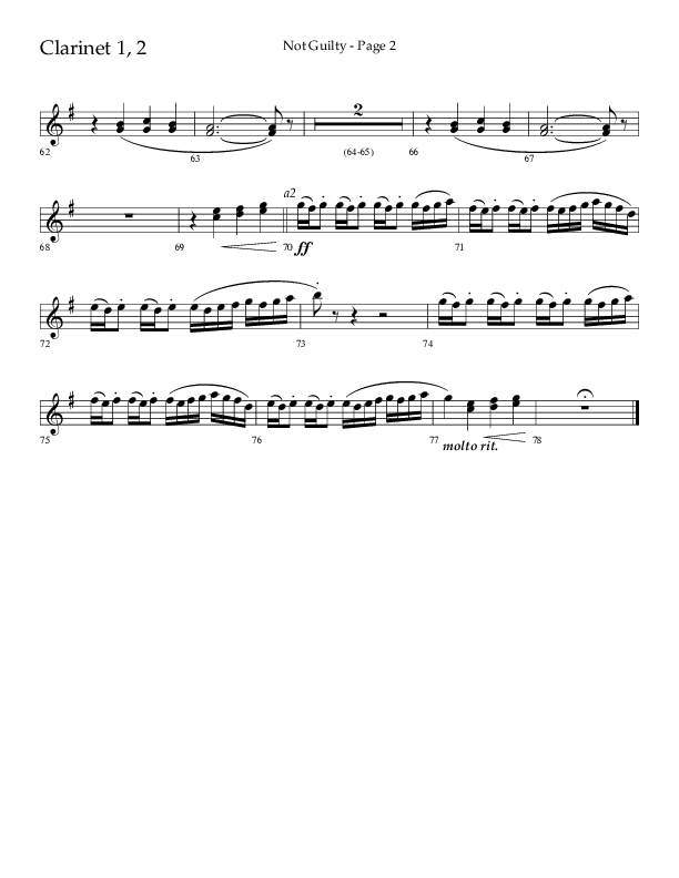 Not Guilty (Choral Anthem SATB) Clarinet 1/2 (Lifeway Choral / Arr. Travis Cottrell)