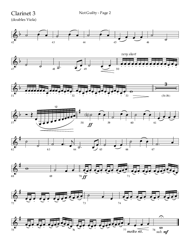 Not Guilty (Choral Anthem SATB) Clarinet 3 (Lifeway Choral / Arr. Travis Cottrell)
