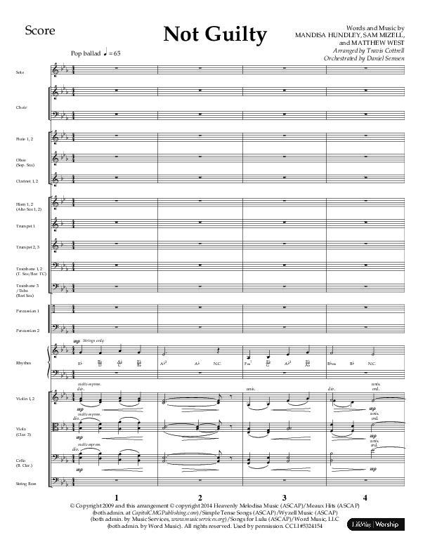 Not Guilty (Choral Anthem SATB) Orchestration (Lifeway Choral / Arr. Travis Cottrell)