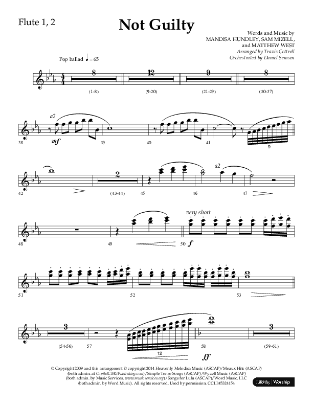 Not Guilty (Choral Anthem SATB) Flute 1/2 (Lifeway Choral / Arr. Travis Cottrell)