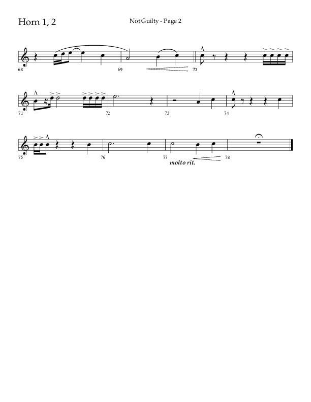 Not Guilty (Choral Anthem SATB) French Horn 1/2 (Lifeway Choral / Arr. Travis Cottrell)