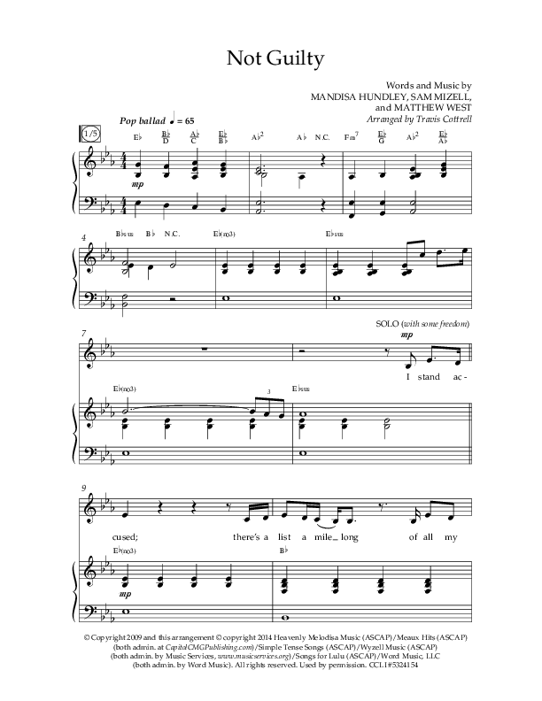 Not Guilty (Choral Anthem SATB) Anthem (SATB/Piano) (Lifeway Choral / Arr. Travis Cottrell)
