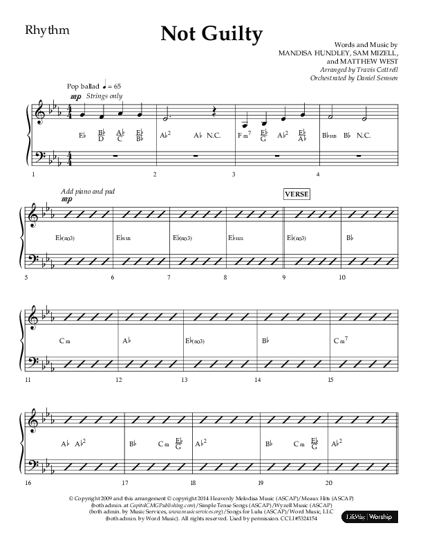 Not Guilty (Choral Anthem SATB) Rhythm Chart (Lifeway Choral / Arr. Travis Cottrell)