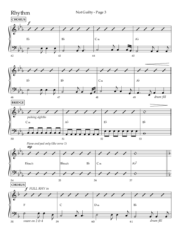 Not Guilty (Choral Anthem SATB) Rhythm Chart (Lifeway Choral / Arr. Travis Cottrell)