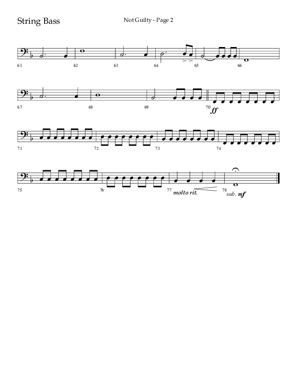 Not Guilty (Choral Anthem SATB) String Bass (Lifeway Choral / Arr. Travis Cottrell)