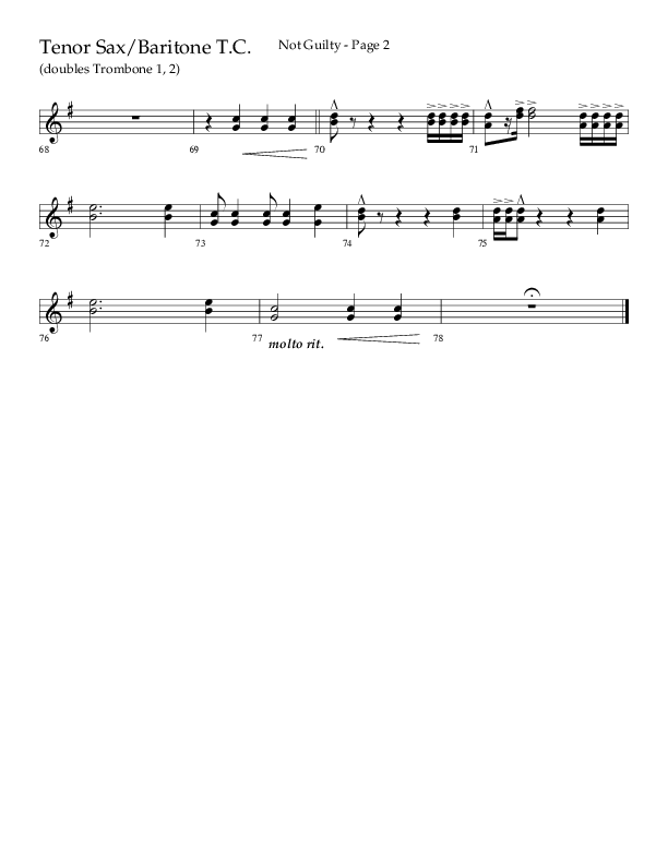 Not Guilty (Choral Anthem SATB) Tenor Sax/Baritone T.C. (Lifeway Choral / Arr. Travis Cottrell)