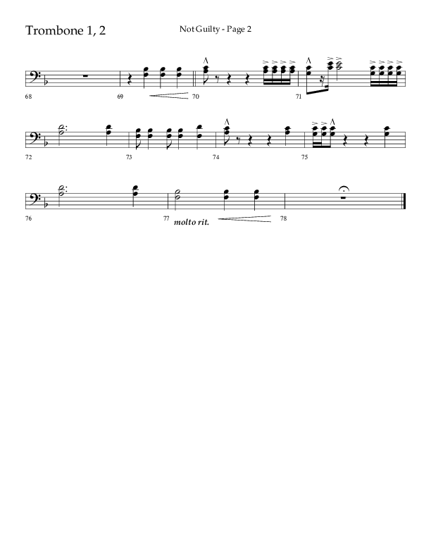Not Guilty (Choral Anthem SATB) Trombone 1/2 (Lifeway Choral / Arr. Travis Cottrell)