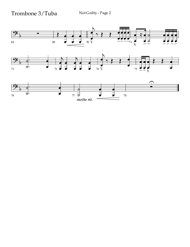 Not Guilty (Choral Anthem SATB) Trombone 3/Tuba (Lifeway Choral / Arr. Travis Cottrell)