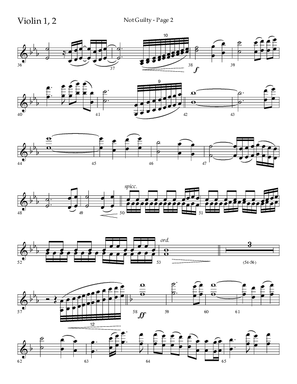 Not Guilty (Choral Anthem SATB) Violin 1/2 (Lifeway Choral / Arr. Travis Cottrell)