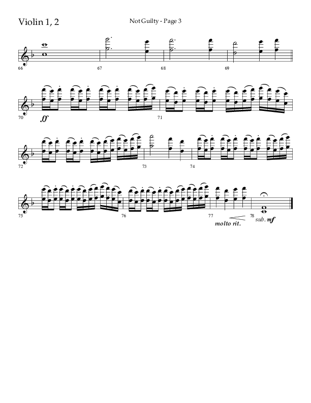 Not Guilty (Choral Anthem SATB) Violin 1/2 (Lifeway Choral / Arr. Travis Cottrell)