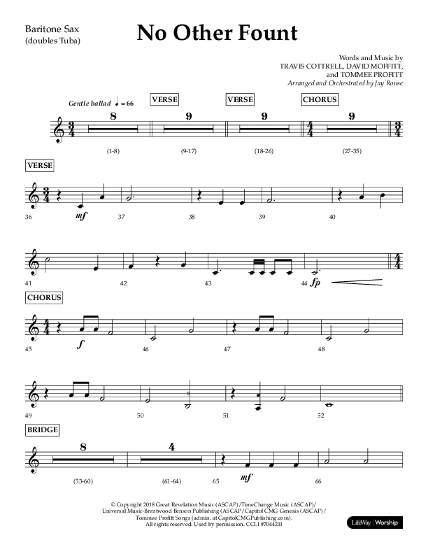 No Other Fount (Choral Anthem SATB) Bari Sax (Lifeway Choral / Arr. Jay Rouse)