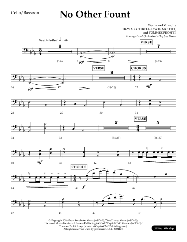 No Other Fount (Choral Anthem SATB) Cello (Lifeway Choral / Arr. Jay Rouse)