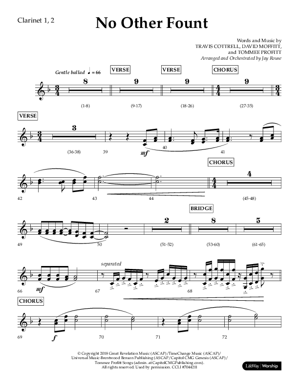 No Other Fount (Choral Anthem SATB) Clarinet 1/2 (Lifeway Choral / Arr. Jay Rouse)