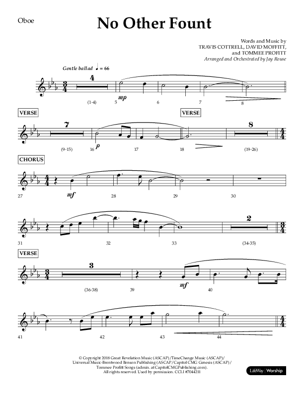 No Other Fount (Choral Anthem SATB) Oboe (Lifeway Choral / Arr. Jay Rouse)