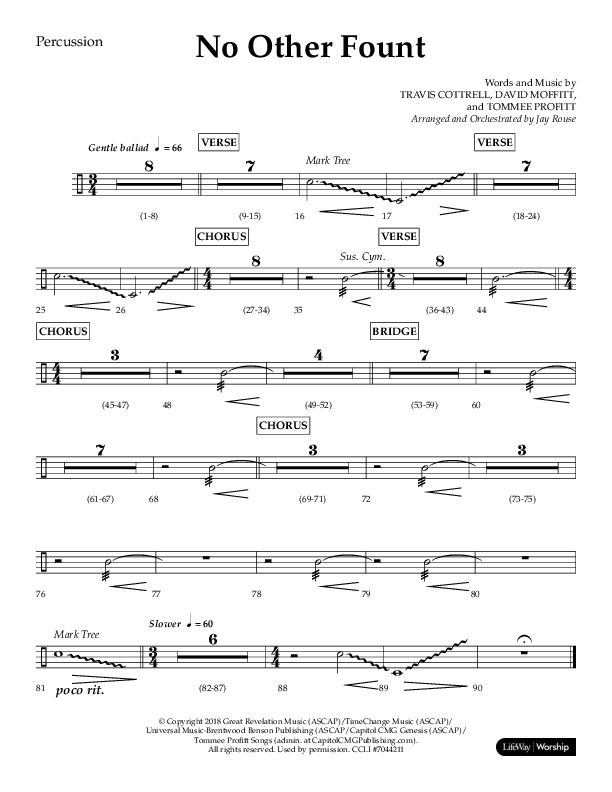 No Other Fount (Choral Anthem SATB) Percussion (Lifeway Choral / Arr. Jay Rouse)