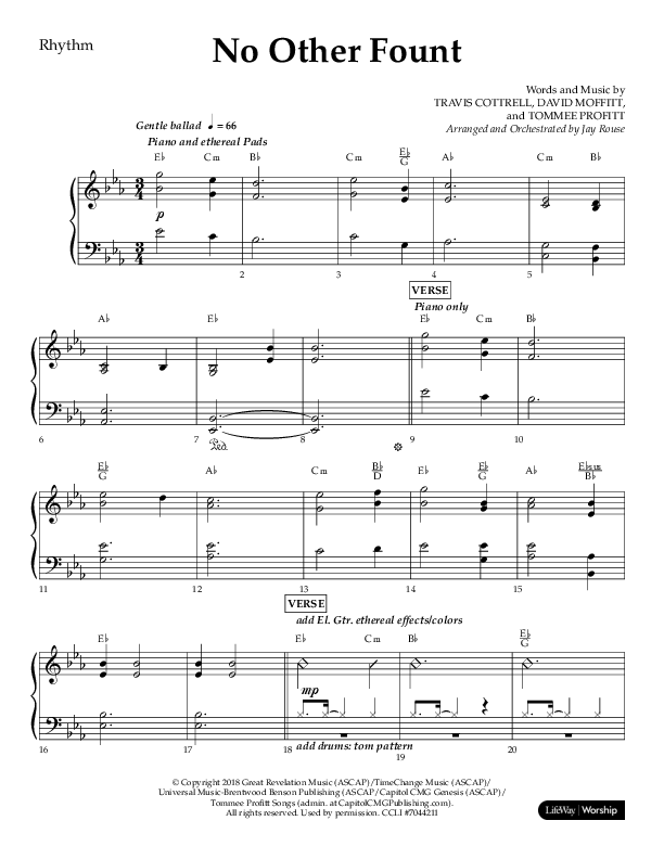 No Other Fount (Choral Anthem SATB) Rhythm Chart (Lifeway Choral / Arr. Jay Rouse)