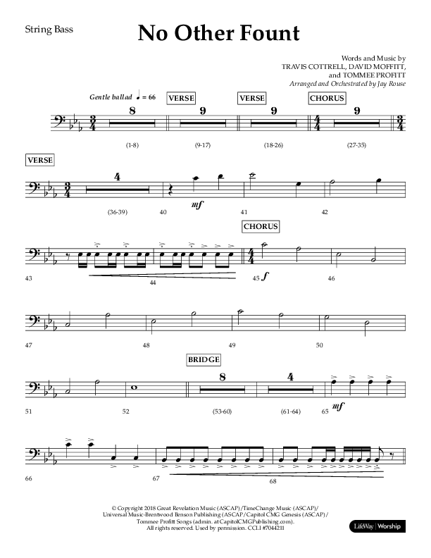 No Other Fount (Choral Anthem SATB) String Bass (Lifeway Choral / Arr. Jay Rouse)