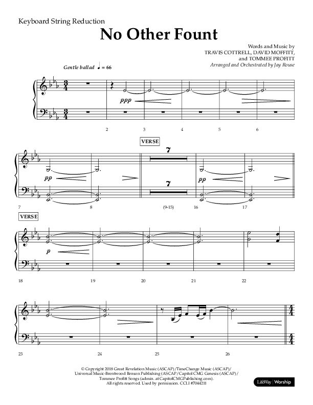 No Other Fount (Choral Anthem SATB) String Reduction (Lifeway Choral / Arr. Jay Rouse)