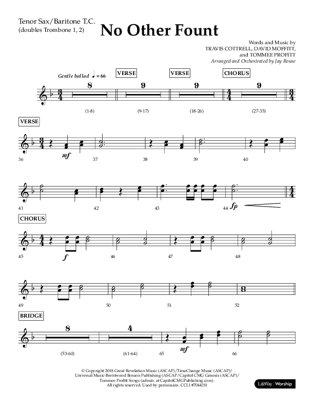 No Other Fount (Choral Anthem SATB) Tenor Sax/Baritone T.C. (Lifeway Choral / Arr. Jay Rouse)