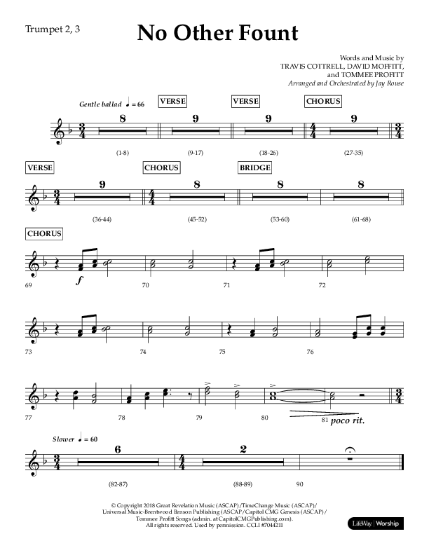 No Other Fount (Choral Anthem SATB) Trumpet 2/3 (Lifeway Choral / Arr. Jay Rouse)