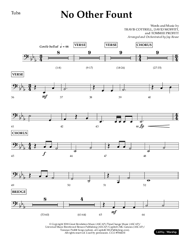 No Other Fount (Choral Anthem SATB) Tuba (Lifeway Choral / Arr. Jay Rouse)