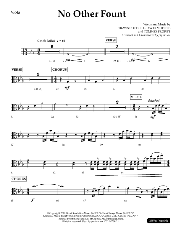 No Other Fount (Choral Anthem SATB) Viola (Lifeway Choral / Arr. Jay Rouse)
