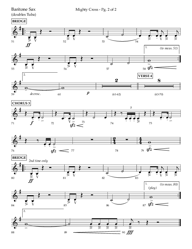 Mighty Cross (Choral Anthem SATB) Bari Sax (Lifeway Choral / Arr. Craig Adams)