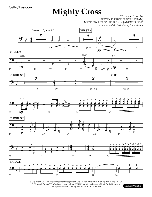Mighty Cross (Choral Anthem SATB) Cello (Lifeway Choral / Arr. Craig Adams)