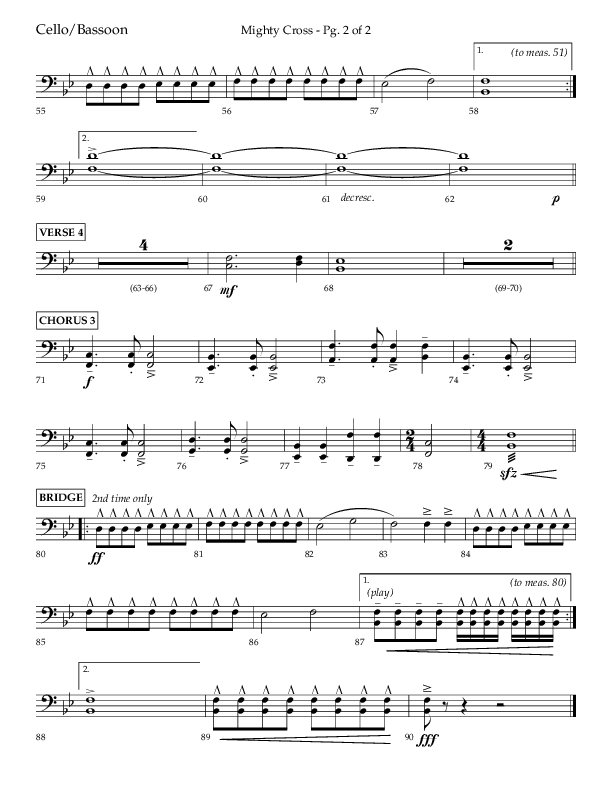 Mighty Cross (Choral Anthem SATB) Cello (Lifeway Choral / Arr. Craig Adams)