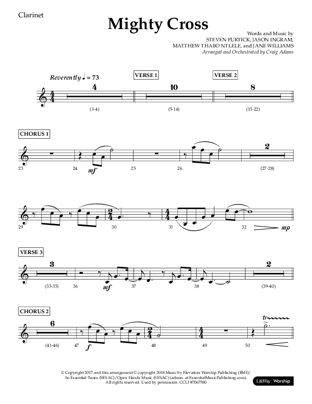 Mighty Cross (Choral Anthem SATB) Clarinet 1/2 (Lifeway Choral / Arr. Craig Adams)
