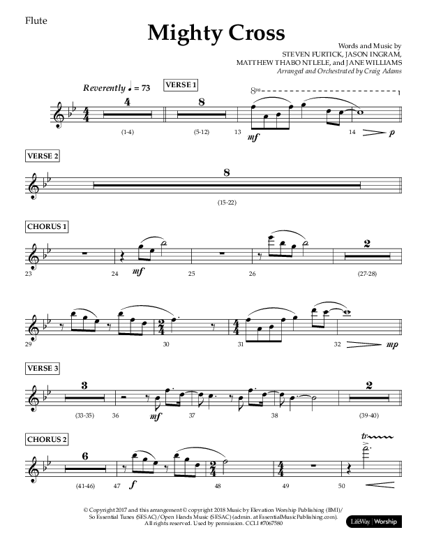 Mighty Cross (Choral Anthem SATB) Flute (Lifeway Choral / Arr. Craig Adams)