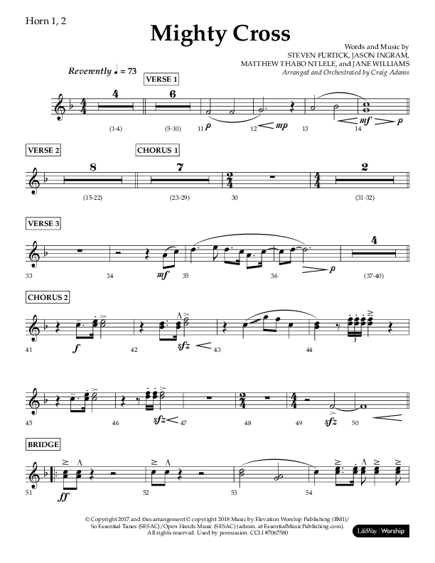 Mighty Cross (Choral Anthem SATB) French Horn 1/2 (Lifeway Choral / Arr. Craig Adams)