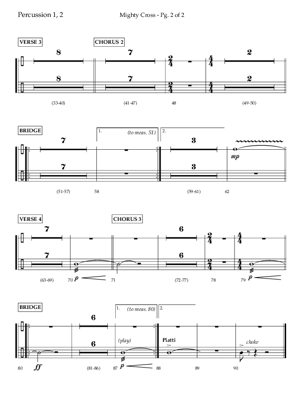 Mighty Cross (Choral Anthem SATB) Percussion 1/2 (Lifeway Choral / Arr. Craig Adams)