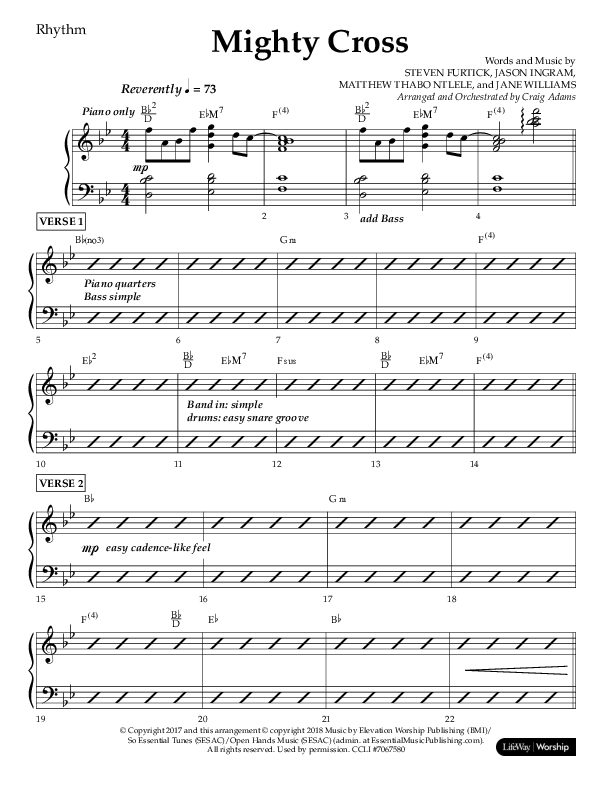 Mighty Cross (Choral Anthem SATB) Rhythm Chart (Lifeway Choral / Arr. Craig Adams)