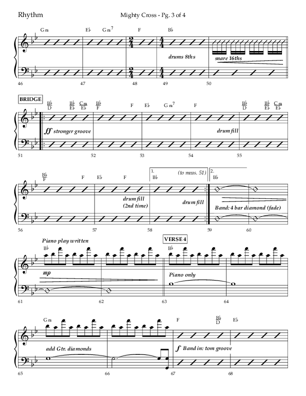 Mighty Cross (Choral Anthem SATB) Rhythm Chart (Lifeway Choral / Arr. Craig Adams)