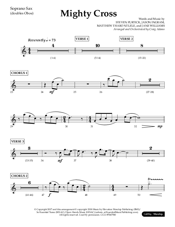 Mighty Cross (Choral Anthem SATB) Soprano Sax (Lifeway Choral / Arr. Craig Adams)